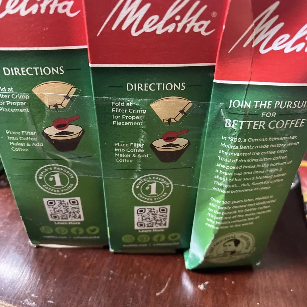 3 PACK‎ - Melitta #2 Natural Brown Cone Coffee Filters 100 Count Each/300 Total!